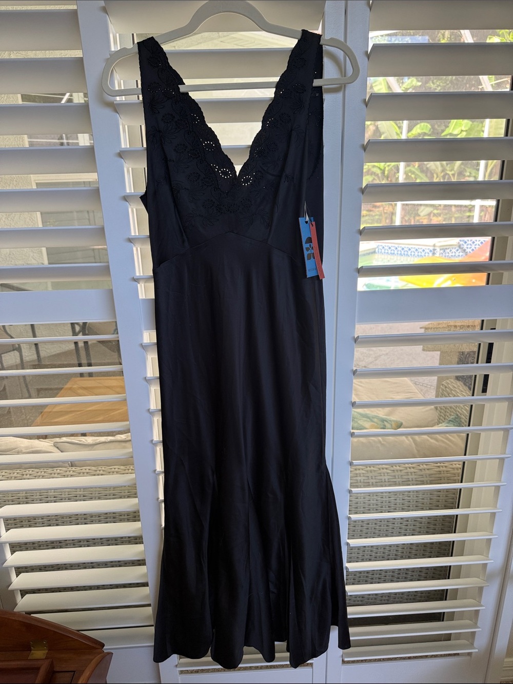 Hunter Bell NWT Size 4 Lulu Dress Black Embroidered Satin